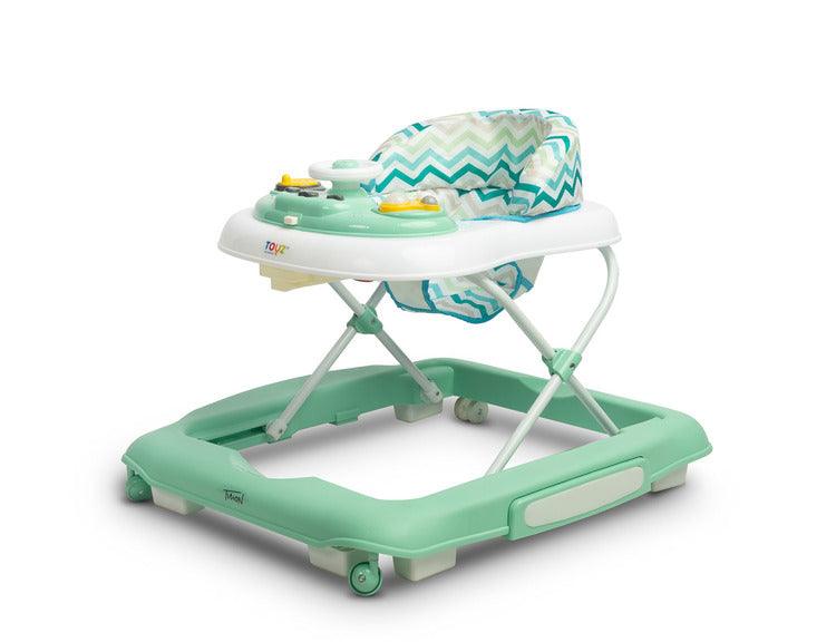 Timon is 2in1 baby walker for babies & infant kids with rocker function. Children age 7 months to 12 kg. It can be transformed into a rocking chair. It stands out for its interesting colors and comfort of use. The seat height can be easily adjusted and it can be folded after playtime. The walker is equipped with a battery-operated sound panel and manual toys that guarantee joyful play. Possibility to adjust the height of the seat to the height of the child - in the range from 22 cm to 26 cm.
