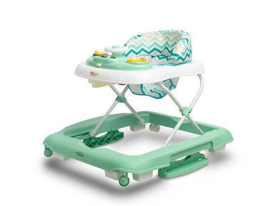 Timon is 2in1 baby walker for babies & infant kids with rocker function. Children age 7 months to 12 kg. It can be transformed into a rocking chair. It stands out for its interesting colors and comfort of use. The seat height can be easily adjusted and it can be folded after playtime. The walker is equipped with a battery-operated sound panel and manual toys that guarantee joyful play. Possibility to adjust the height of the seat to the height of the child - in the range from 22 cm to 26 cm.