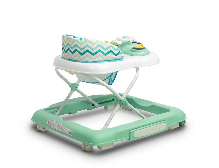 Timon is 2in1 baby walker for babies & infant kids with rocker function. Children age 7 months to 12 kg. It can be transformed into a rocking chair. It stands out for its interesting colors and comfort of use. The seat height can be easily adjusted and it can be folded after playtime. The walker is equipped with a battery-operated sound panel and manual toys that guarantee joyful play. Possibility to adjust the height of the seat to the height of the child - in the range from 22 cm to 26 cm.