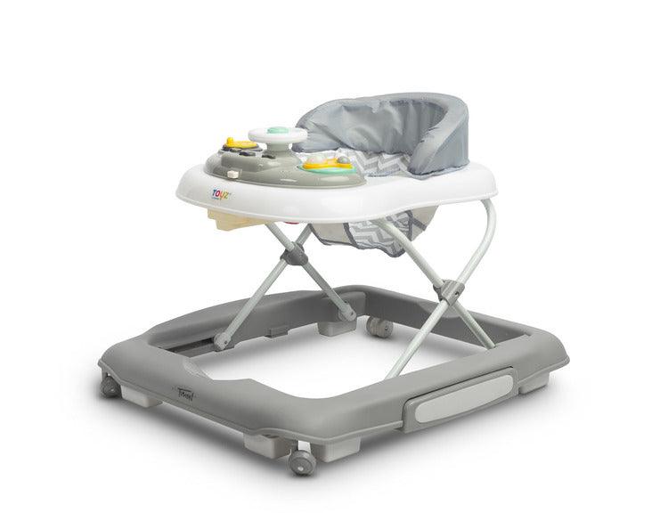 Timon is 2in1 baby walker for babies & infant kids with rocker function. Children age 7 months to 12 kg. It can be transformed into a rocking chair. It stands out for its interesting colors and comfort of use. The seat height can be easily adjusted and it can be folded after playtime. The walker is equipped with a battery-operated sound panel and manual toys that guarantee joyful play. Possibility to adjust the height of the seat to the height of the child - in the range from 22 cm to 26 cm.
