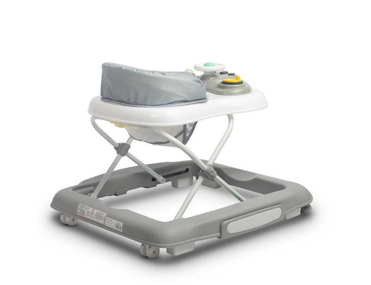 Timon is 2in1 baby walker for babies & infant kids with rocker function. Children age 7 months to 12 kg. It can be transformed into a rocking chair. It stands out for its interesting colors and comfort of use. The seat height can be easily adjusted and it can be folded after playtime. The walker is equipped with a battery-operated sound panel and manual toys that guarantee joyful play. Possibility to adjust the height of the seat to the height of the child - in the range from 22 cm to 26 cm.