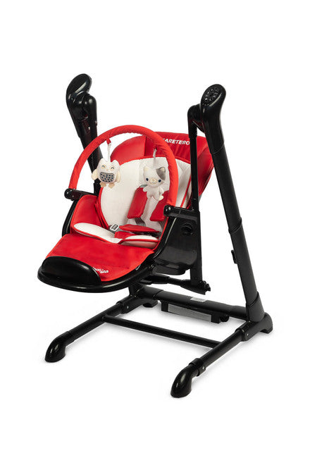 INDIGO is 2-in-1 baby & infant feeding high chair & electric swing. The swing is for newborn baby, weighing up to 9 kg. High chair is for feeding children aged 6 months to 3-4 years, maximum weight 15 kg.