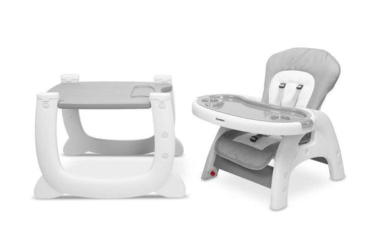 HOMEE 2-in1 is baby & infant feeding high chair. It can be used as a high chair & can be also transformed into a chair & table set. 3 backrest incline positions, double adjustable tray, adjustable 5-point harness.
