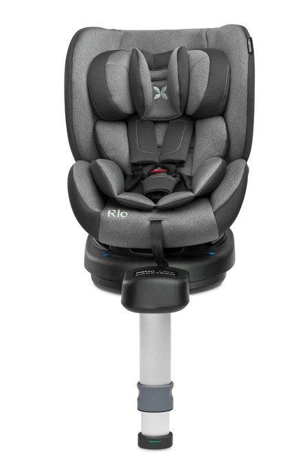 The Rio car seat is designed for children from 40 to 105 cm tall and up to 22 kg. It has an easy-to-install base and a stabilizing leg. It can be easily installed using the ISOFIX attachments built into the base. Placing a child in the seat is much easier thanks to the 360 ° rotation function, and the base with a limiter makes the seat universal and fits most cars. Rich equipment with inserts allows you to adjust the seat to the height and weight of the child from the first days of life.