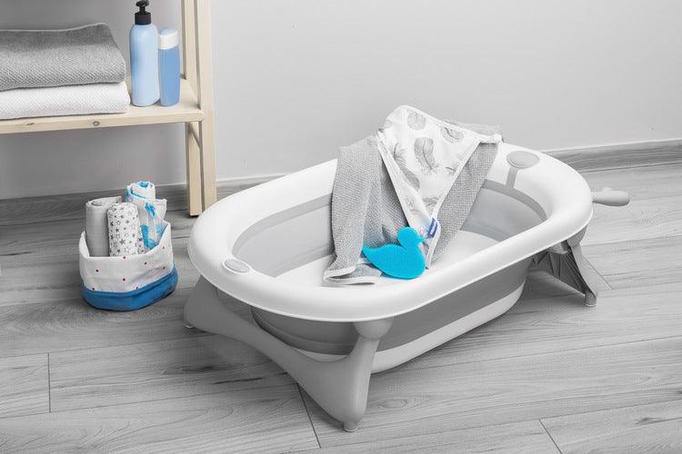 Foldable bathtub for small bathrooms and travels.It folds flat which makes it possible to save a lot of space in the apartment or a car. The bathtub has a classic shape and is decorated with cute deer horns. It can be used from the first days of baby’s life until he/she is ready for a bath in a traditional bath tub. It is made of durable and skin-friendly material. Additionally, the legs of the bathtub are equipped with anti-slip pads which prevent sliding and a blockade against self-folding.