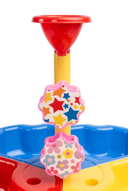 Bali is an educational table from the Toyz Actitivy series, perfect for playing at home, on the balcony or in the garden. Children can develop their curiosity about the world and play with water or sand. A rich set of accessories makes Bali absorb children for long moments. The set includes: 2 large molds (a crab and a star), a spatula and a rake, 2 buckets, a watering can and a tower with reels.