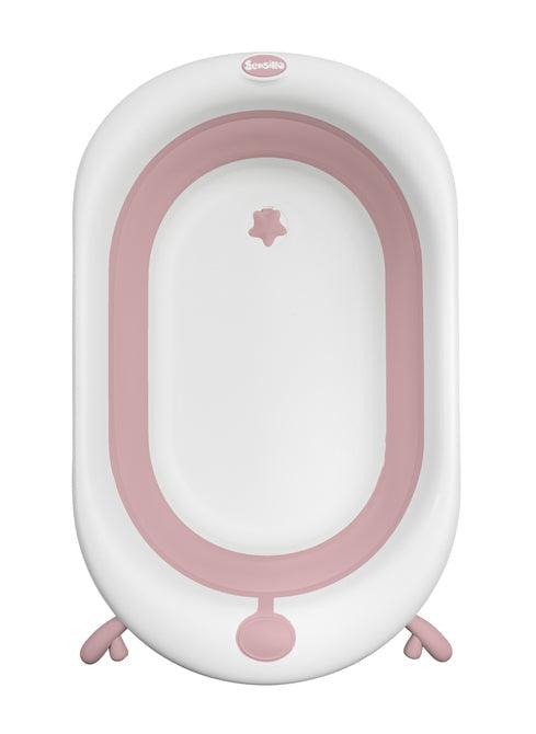 Foldable bathtub for small bathrooms and travels.It folds flat which makes it possible to save a lot of space in the apartment or a car. The bathtub has a classic shape and is decorated with cute deer horns. It can be used from the first days of baby’s life until he/she is ready for a bath in a traditional bath tub. It is made of durable and skin-friendly material. Additionally, the legs of the bathtub are equipped with anti-slip pads which prevent sliding and a blockade against self-folding.
