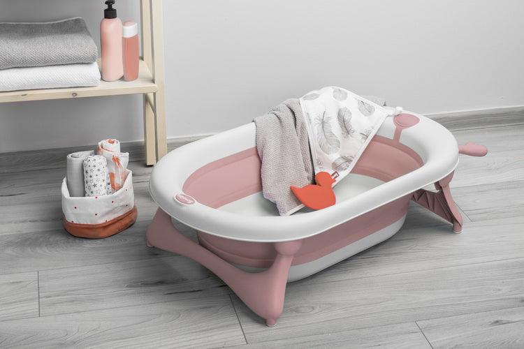 Foldable bathtub for small bathrooms and travels.It folds flat which makes it possible to save a lot of space in the apartment or a car. The bathtub has a classic shape and is decorated with cute deer horns. It can be used from the first days of baby’s life until he/she is ready for a bath in a traditional bath tub. It is made of durable and skin-friendly material. Additionally, the legs of the bathtub are equipped with anti-slip pads which prevent sliding and a blockade against self-folding.