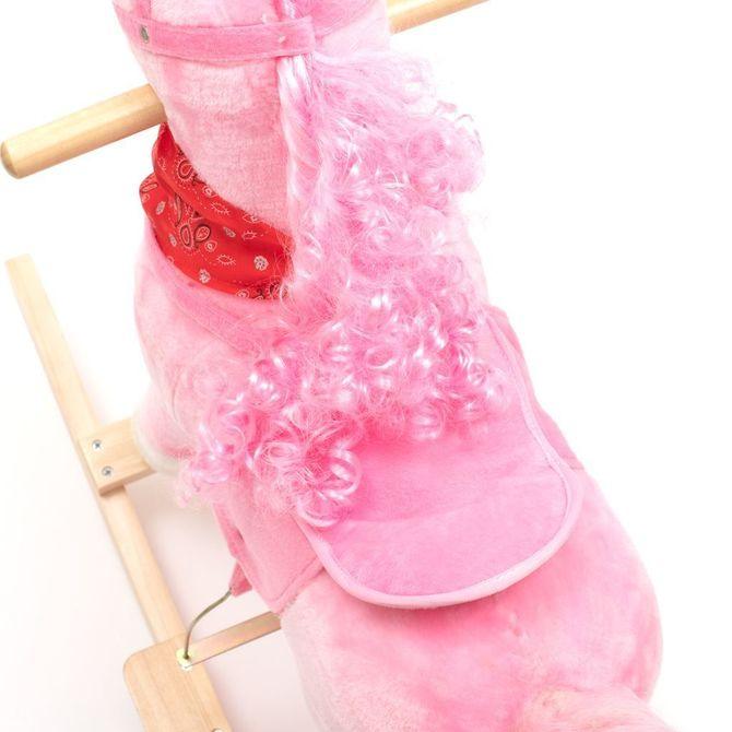 The beautiful rocking horse IS designed for children who like adventures. A comfortable saddle, halter, stirrups, wooden handles and skids will ensure comfort & safety during carefree rocking. The horse is decorated with a beautiful scarf. When you press the ears, sound of a galloping horse, wagging its tail, moving its mouth or singing a song. While playing, the baby must coordinate its movements with the horse, which stimulates its coordination, develops imagination and improves the sense of balance.