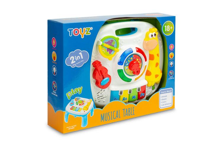 Educational Musical Table from TOYZ is a lot of great fun for every child. The toy is equipped with a loudspeaker that plays many melodies when the child touches its elements.