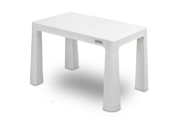 Monti is a versatile children's table with chairs. With its help, you can easily create a corner for artistic work or fun both at home and outdoors. The set is made of high-quality plastic - safe & resistant to various weather whims & wild games. The table & chairs are light, the child can carry them by himself. Thanks to the simple design, Monti can be easily assembled - just press the elements together. The table has 2 drawers that hide under the tabletop, it is also possible to lower the height by 6 cm.