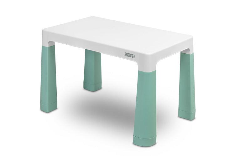 Monti is a versatile children's table with chairs. With its help, you can easily create a corner for artistic work or fun both at home and outdoors. The set is made of high-quality plastic - safe & resistant to various weather whims & wild games. The table & chairs are light, the child can carry them by himself. Thanks to the simple design, Monti can be easily assembled - just press the elements together. The table has 2 drawers that hide under the tabletop, it is also possible to lower the height by 6 cm.