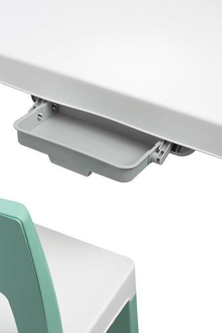 Monti is a versatile children's table with chairs. With its help, you can easily create a corner for artistic work or fun both at home and outdoors. The set is made of high-quality plastic - safe & resistant to various weather whims & wild games. The table & chairs are light, the child can carry them by himself. Thanks to the simple design, Monti can be easily assembled - just press the elements together. The table has 2 drawers that hide under the tabletop, it is also possible to lower the height by 6 cm.