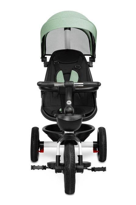 he Dash tricycle is a great alternative to a stroller. It can be used as a bicycle on which the child can ride alone, and as a stroller with a roof, in which the child can be transported both forward and rearward facing. There are baskets at the front and back of the bike that allow you to carry small items. The bike is equipped with 2 footrests: protruding from the bike's frame and attached to the seat. Each of the footrests is adjustable for the comfort of the child.