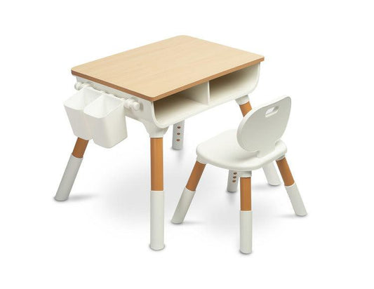 Lara is a table with a chair that will work as a first desk for a toddler. The table provides a place for creative play and learning for children aged 3 and over. The solid construction guarantees safety and comfort during everyday activities. The table is equipped with two recesses under the table top, providing enough space for storing toys and school supplies. The height of the recesses is 9 cm, which facilitates access to stored items.