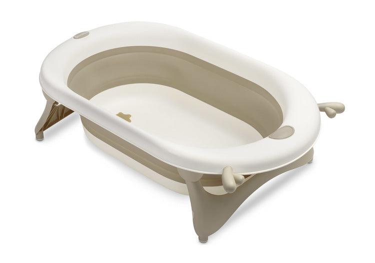 Foldable bathtub for small bathrooms and travels.It folds flat which makes it possible to save a lot of space in the apartment or a car. The bathtub has a classic shape and is decorated with cute deer horns. It can be used from the first days of baby’s life until he/she is ready for a bath in a traditional bath tub. It is made of durable and skin-friendly material. Additionally, the legs of the bathtub are equipped with anti-slip pads which prevent sliding and a blockade against self-folding.