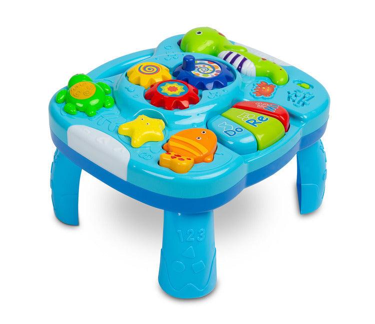 Falla interactive Toyz table, which will provide a lot of fun for little ones. The table top is equipped with a mini piano with DO RE MI keys, 3 buttons (each works differently) that turn on different melodies and a knob with gears. Vivid colors attract attention and encourage fun. The table has a 2-stage volume control. Falla allows you to detach the legs and, thanks to special straps, attach it to a cot or attach it to a bow in a pram.