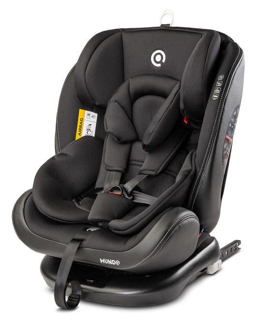 Mundo is a car seat for little globetrotters. It is intended for children from 0 to 36 kg. The seat can be used from the birth to, until it is no longer required. We combine safety and comfort with contemporary styling. Thanks to the seat that rotates 360 °, changing the position in relation to the direction of travel and placing the child in the seat is much easier. On the other hand, a special reduction insert and a pillow allow you to place the baby in an optimal position. ECE R44 / 04 standard.