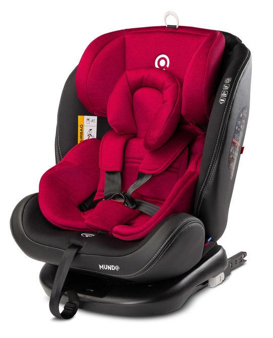 Mundo is a car seat for little globetrotters. It is intended for children from 0 to 36 kg. The seat can be used from the birth to, until it is no longer required. We combine safety and comfort with contemporary styling. Thanks to the seat that rotates 360 °, changing the position in relation to the direction of travel and placing the child in the seat is much easier. On the other hand, a special reduction insert and a pillow allow you to place the baby in an optimal position. ECE R44 / 04 standard.