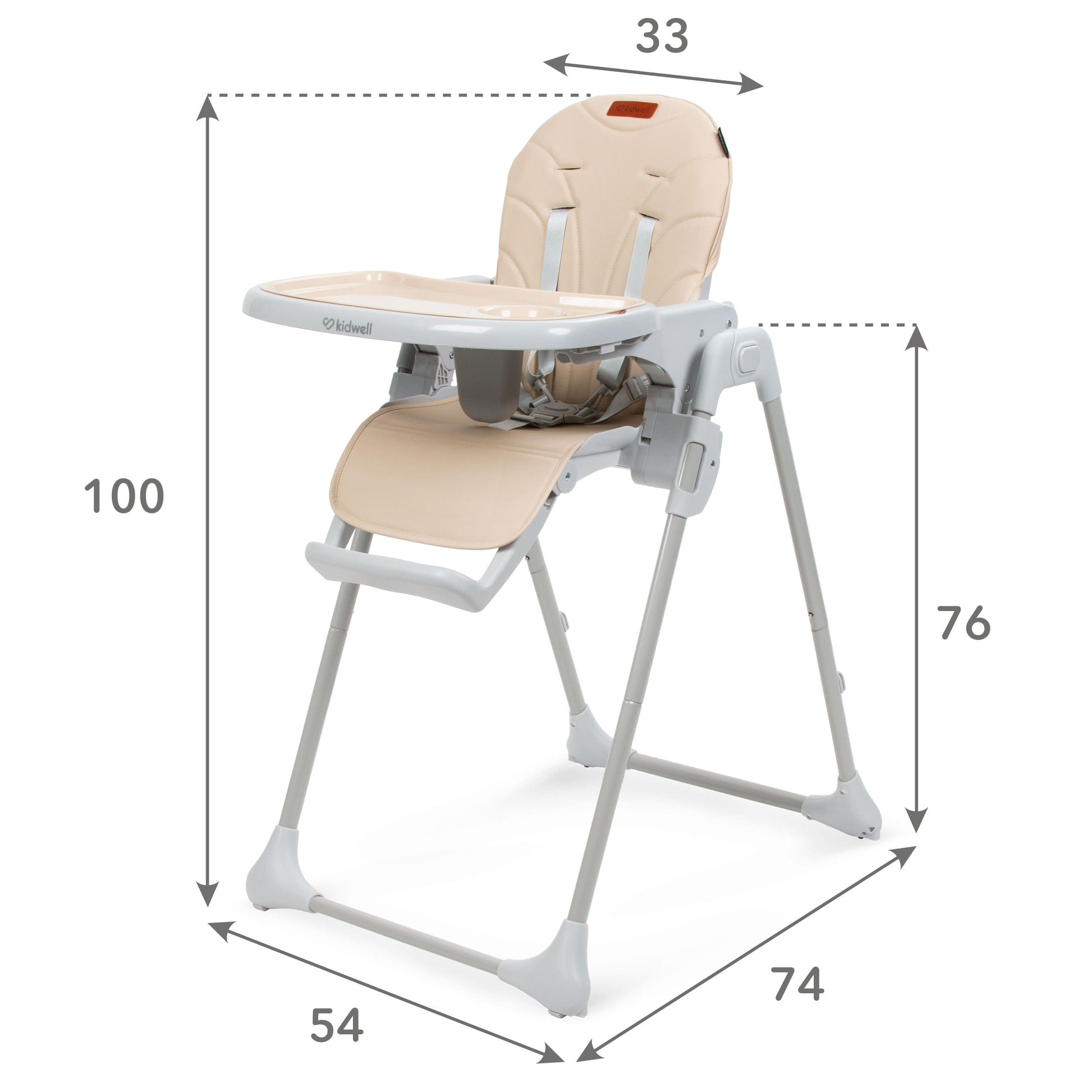 The beno baby and infant feeding high chair surprises with functionality and the compact size after folding. Baby high chair age 6 months to 3 years or child reaches a weight of 15 kg. Quick folding and unfolding system of high chair. The beno baby and infant feeding high chair has 5-point adjustable seat belts with the possibility of matching the child’s height.