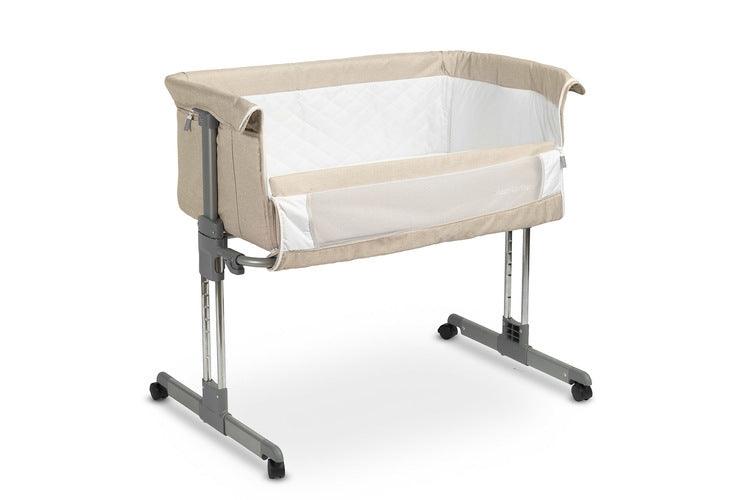 Sleep2gether bedside crib is answer to the growing needs & expectations of parents. Sleep2gether can be used as a standalone crib but it flourishes after removing the front wall. Sleep2gether can be used at the side of an adult bed. Light weight & integrated wheels increase the mobility while the height adjustment mechanism allows for a quick and easy setup. The crib can also be set at an angle to help in putting the baby to sleep and to prevent spitting.