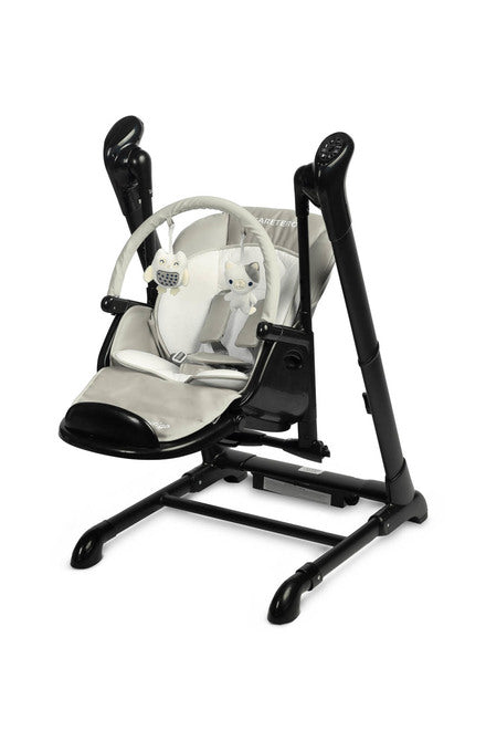INDIGO is 2-in-1 baby & infant feeding high chair & electric swing. The swing is for newborn baby, weighing up to 9 kg. High chair is for feeding children aged 6 months to 3-4 years, maximum weight 15 kg.