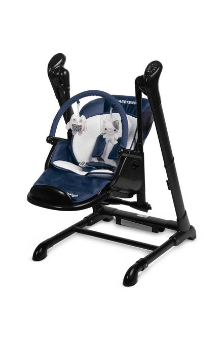 INDIGO is 2-in-1 baby & infant feeding high chair & electric swing. The swing is for newborn baby, weighing up to 9 kg. High chair is for feeding children aged 6 months to 3-4 years, maximum weight 15 kg.