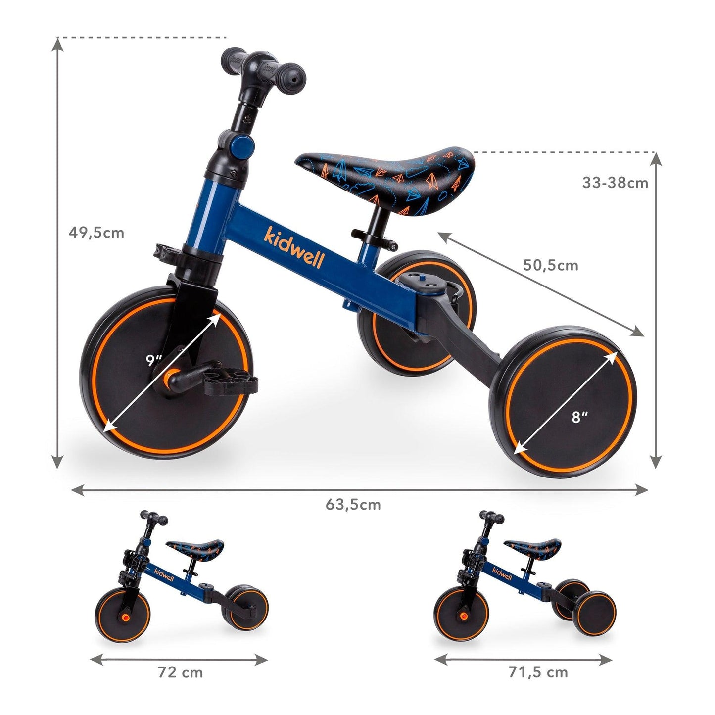 The PICO 3in1 bike is a perfect way for kids to learn how to ride a bike independently. With its ride-on, balance bike, and tricycle features, your child can easily acquire new skills. For more stability, unfold the rear wheels and your child can confidently start their ride by pushing with their legs, improving motor coordination. To learn how to balance on two wheels, simply fold the rear wheels into one wide wheel. And for a tricycle, unfold the rear wheels and attach the pedals.