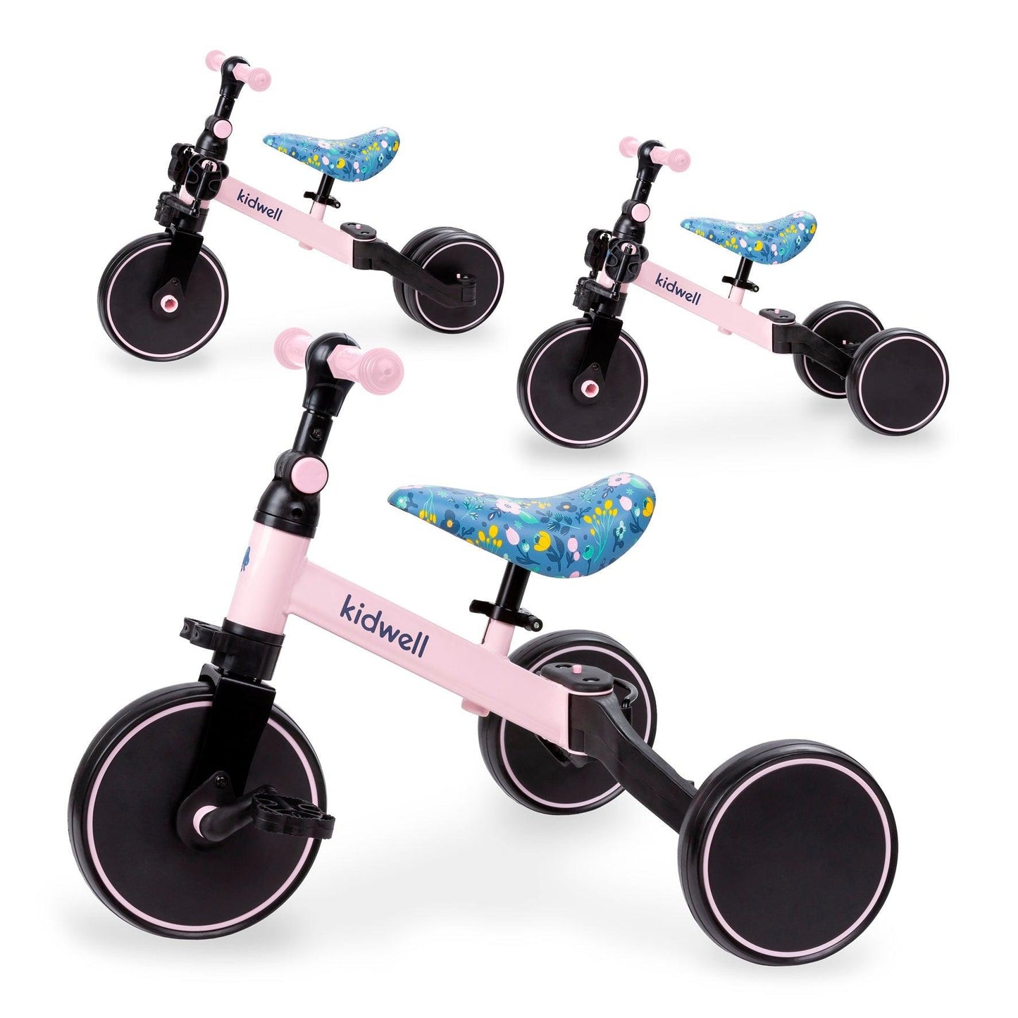 The PICO 3in1 bike is a perfect way for kids to learn how to ride a bike independently. With its ride-on, balance bike, and tricycle features, your child can easily acquire new skills. For more stability, unfold the rear wheels and your child can confidently start their ride by pushing with their legs, improving motor coordination. To learn how to balance on two wheels, simply fold the rear wheels into one wide wheel. And for a tricycle, unfold the rear wheels and attach the pedals.