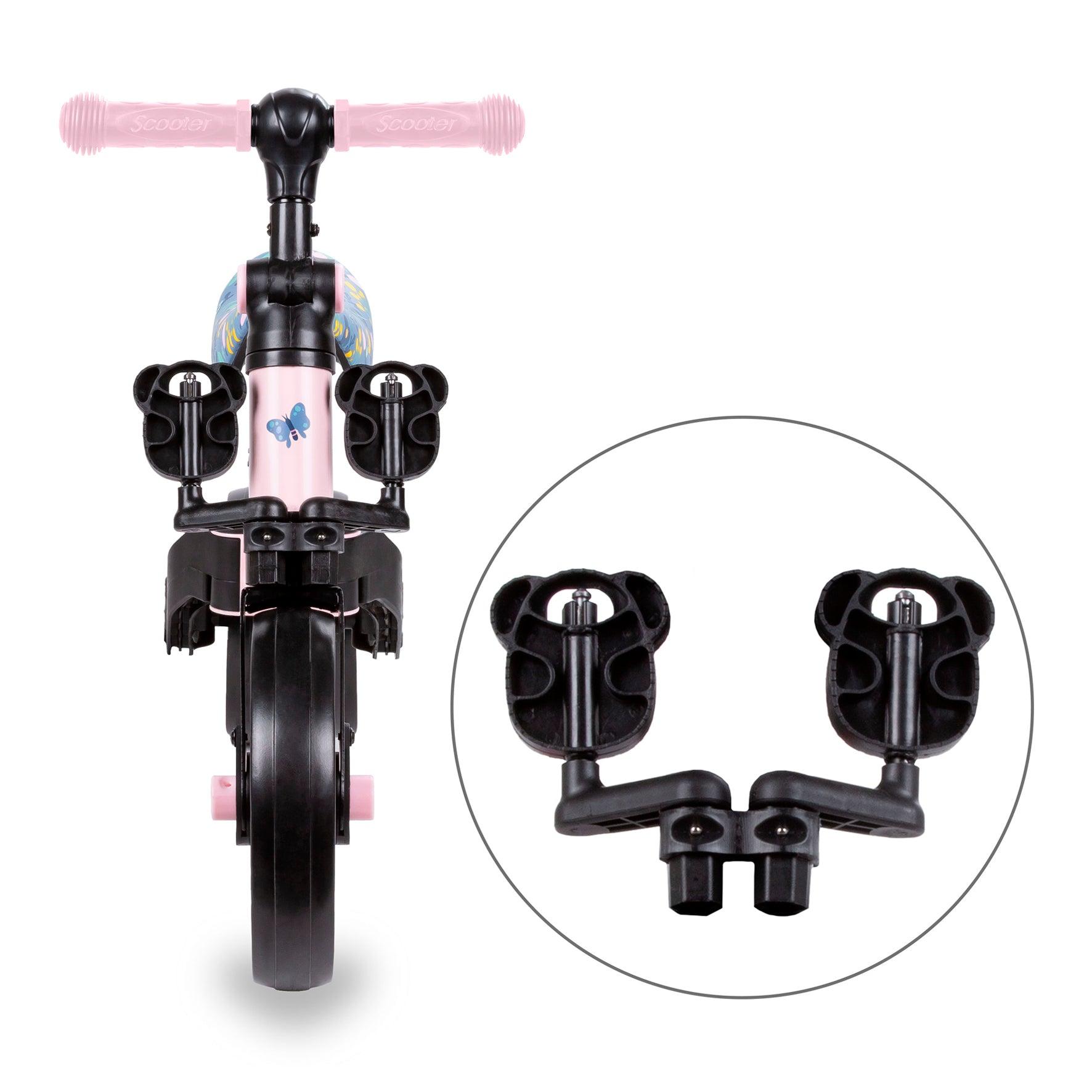 The PICO 3in1 bike is a perfect way for kids to learn how to ride a bike independently. With its ride-on, balance bike, and tricycle features, your child can easily acquire new skills. For more stability, unfold the rear wheels and your child can confidently start their ride by pushing with their legs, improving motor coordination. To learn how to balance on two wheels, simply fold the rear wheels into one wide wheel. And for a tricycle, unfold the rear wheels and attach the pedals.