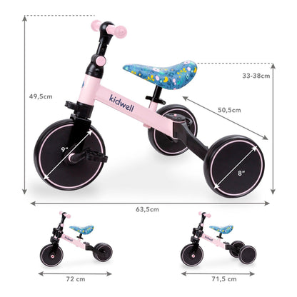The PICO 3in1 bike is a perfect way for kids to learn how to ride a bike independently. With its ride-on, balance bike, and tricycle features, your child can easily acquire new skills. For more stability, unfold the rear wheels and your child can confidently start their ride by pushing with their legs, improving motor coordination. To learn how to balance on two wheels, simply fold the rear wheels into one wide wheel. And for a tricycle, unfold the rear wheels and attach the pedals.
