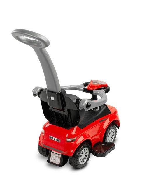 The Sport Car from Toyz is an indispensable companion for walks. Thanks to its design, it can be easily adapted to the needs of the child. It can be a pusher, a walker and a typical ride-on - just disassemble the appropriate elements. Rides have a battery-powered steering wheel with lights and sounds, and a very useful storage space under the seat. Raised rails prevent the baby from falling and block the possibility of turning the front wheels.