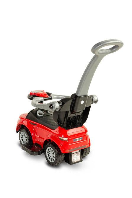 The Sport Car from Toyz is an indispensable companion for walks. Thanks to its design, it can be easily adapted to the needs of the child. It can be a pusher, a walker and a typical ride-on - just disassemble the appropriate elements. Rides have a battery-powered steering wheel with lights and sounds, and a very useful storage space under the seat. Raised rails prevent the baby from falling and block the possibility of turning the front wheels.