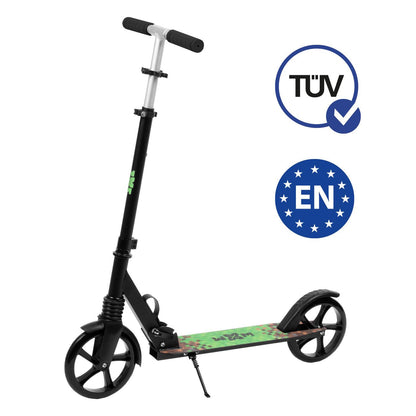 The perfect scooter for getting around the city, both for older children and adults. Durable steel and aluminum construction. Light and compact - the scooter weighs less than  4 kg. Foldable foot  for easy parking. Anti-slip platform. Foot brake  located above the rear wheel. Steering wheel. 3-step  handlebar height adjustment  in the range of  86 - 94 - 102 cm. Ergonomic handles – ensure comfortable and safe handling. The handles can be folded and placed in special mountings.