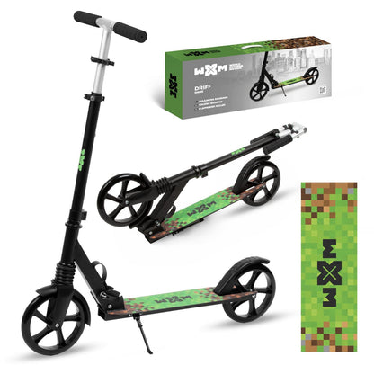 Two wheel scooter for boys getting around the city, both for older children and adults. Durable steel and aluminum construction. Light and compact - the scooter weighs less than  4 kg. Foldable foot  for easy parking. Anti-slip platform. Foot brake  located above the rear wheel. Steering wheel. 3-step  handlebar height adjustment  in the range of  86 - 94 - 102 cm. Ergonomic handles – ensure comfortable and safe handling. The handles can be folded and placed in special mountings.