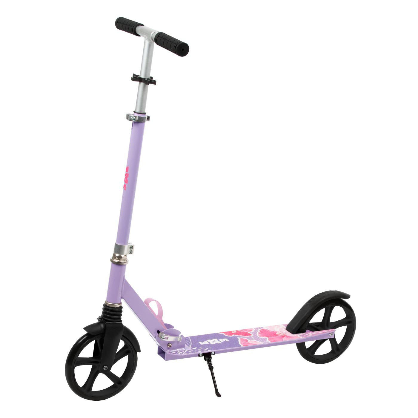 The perfect scooter for getting around the city, both for older children and adults. Durable steel and aluminum construction. Light and compact - the scooter weighs less than  4 kg. Foldable foot  for easy parking. Anti-slip platform. Foot brake  located above the rear wheel. Steering wheel. 3-step  handlebar height adjustment  in the range of  86 - 94 - 102 cm. Ergonomic handles – ensure comfortable and safe handling. The handles can be folded and placed in special mountings.