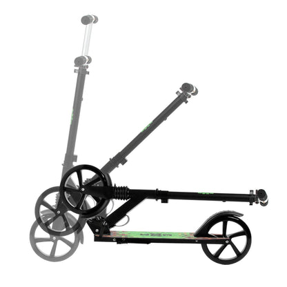 The perfect scooter for getting around the city, both for older children and adults. Durable steel and aluminum construction. Light and compact - the scooter weighs less than  4 kg. Foldable foot  for easy parking. Anti-slip platform. Foot brake  located above the rear wheel. Steering wheel. 3-step  handlebar height adjustment  in the range of  86 - 94 - 102 cm. Ergonomic handles – ensure comfortable and safe handling. The handles can be folded and placed in special mountings.