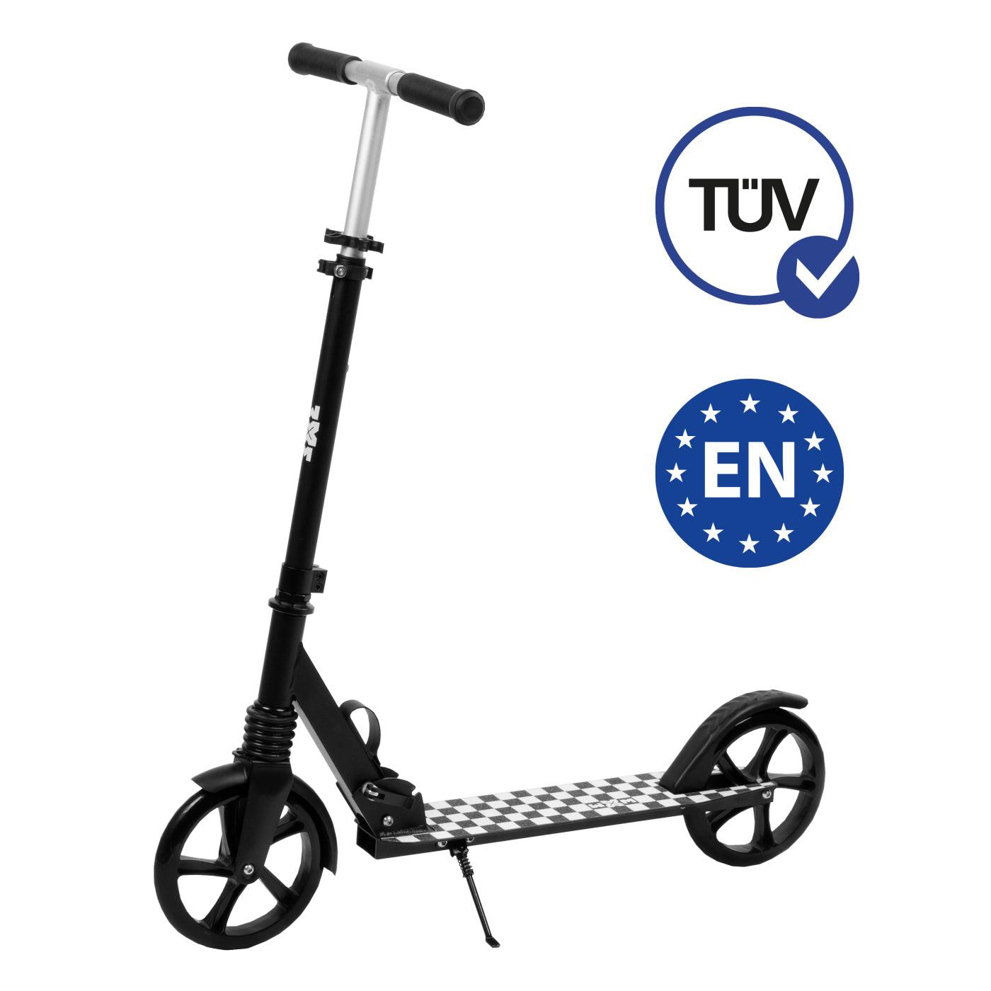 The perfect scooter for getting around the city, both for older children and adults. Durable steel and aluminum construction. Light and compact - the scooter weighs less than  4 kg. Foldable foot  for easy parking. Anti-slip platform. Foot brake  located above the rear wheel. Steering wheel. 3-step  handlebar height adjustment  in the range of  86 - 94 - 102 cm. Ergonomic handles – ensure comfortable and safe handling. The handles can be folded and placed in special mountings.