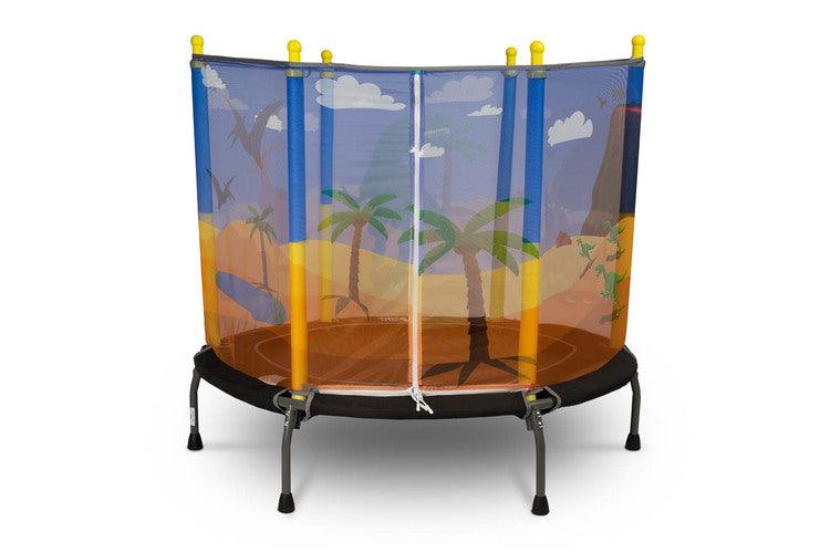 Children's trampoline is a great solution for active children. A solidly made trampoline will provide kids with hours of safe and exciting fun, both at home and outdoor. The structure was designed with the safety of the youngest in mind, equipped with a protective net and stable legs with non-slip pads. Multicolored thematic patterns on the net will take your child to a world full of adventures.