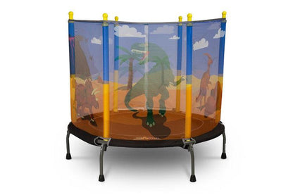 Children's trampoline is a great solution for active children. A solidly made trampoline will provide kids with hours of safe and exciting fun, both at home and outdoor. The structure was designed with the safety of the youngest in mind, equipped with a protective net and stable legs with non-slip pads. Multicolored thematic patterns on the net will take your child to a world full of adventures.