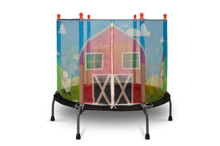 Children's trampoline is a great solution for active children. A solidly made trampoline will provide kids with hours of safe and exciting fun, both at home and outdoor. The structure was designed with the safety of the youngest in mind, equipped with a protective net and stable legs with non-slip pads. Multicolored thematic patterns on the net will take your child to a world full of adventures.