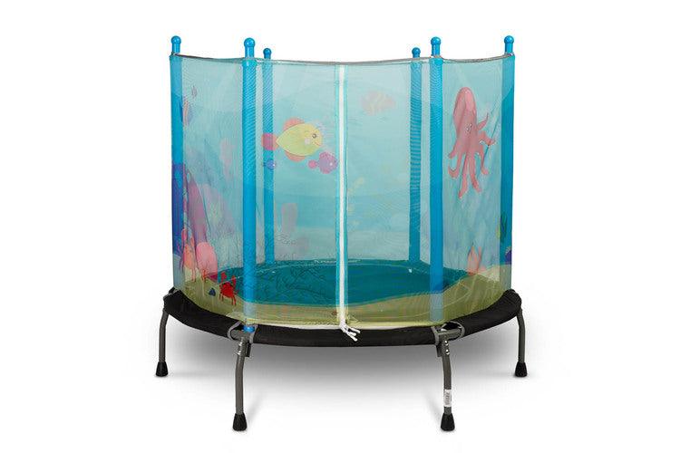 Children's trampoline is a great solution for active children. A solidly made trampoline will provide kids with hours of safe and exciting fun, both at home and outdoor. The structure was designed with the safety of the youngest in mind, equipped with a protective net and stable legs with non-slip pads. Multicolored thematic patterns on the net will take your child to a world full of adventures.