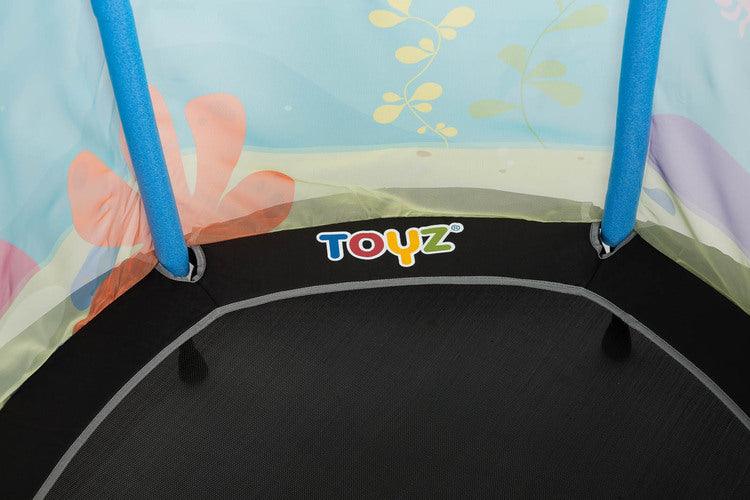 Children's trampoline is a great solution for active children. A solidly made trampoline will provide kids with hours of safe and exciting fun, both at home and outdoor. The structure was designed with the safety of the youngest in mind, equipped with a protective net and stable legs with non-slip pads. Multicolored thematic patterns on the net will take your child to a world full of adventures.