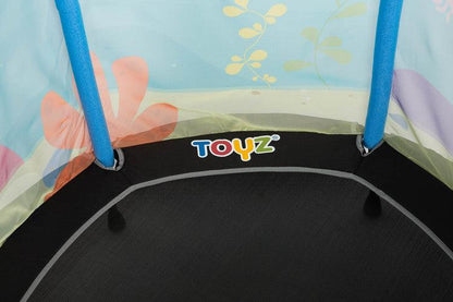 Children's trampoline is a great solution for active children. A solidly made trampoline will provide kids with hours of safe and exciting fun, both at home and outdoor. The structure was designed with the safety of the youngest in mind, equipped with a protective net and stable legs with non-slip pads. Multicolored thematic patterns on the net will take your child to a world full of adventures.