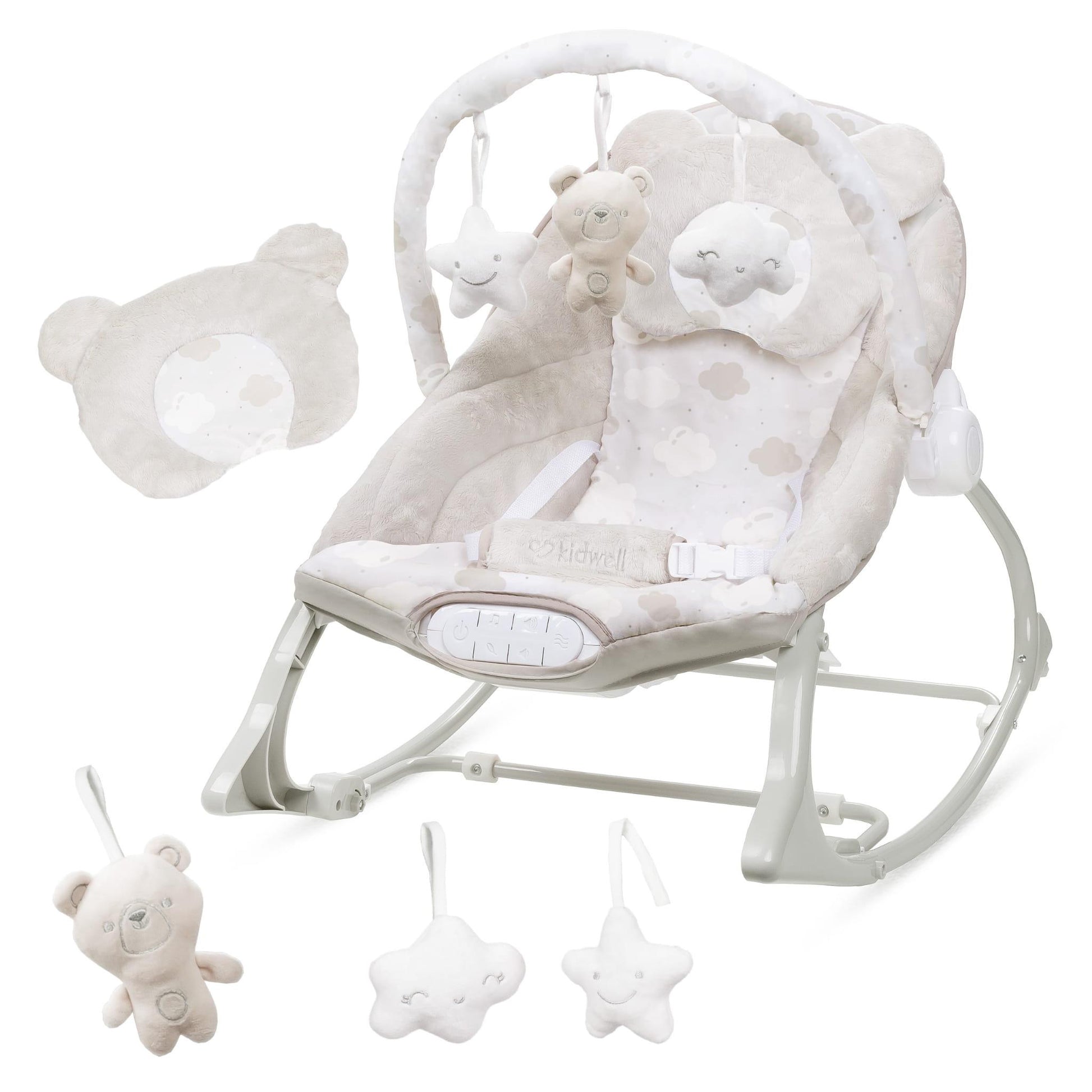 PINO rocker for newborn baby and infant. Pleasant and handy - these are the features of pino rocking chair. It will relax, provide entertainment and lull your child to sleep. Comfortable, modern and, above all, multifunctional. The product is intended for children from the first days of life. The stable frame structure allows for safe use of the rocker? until the child weighs 9 kg.