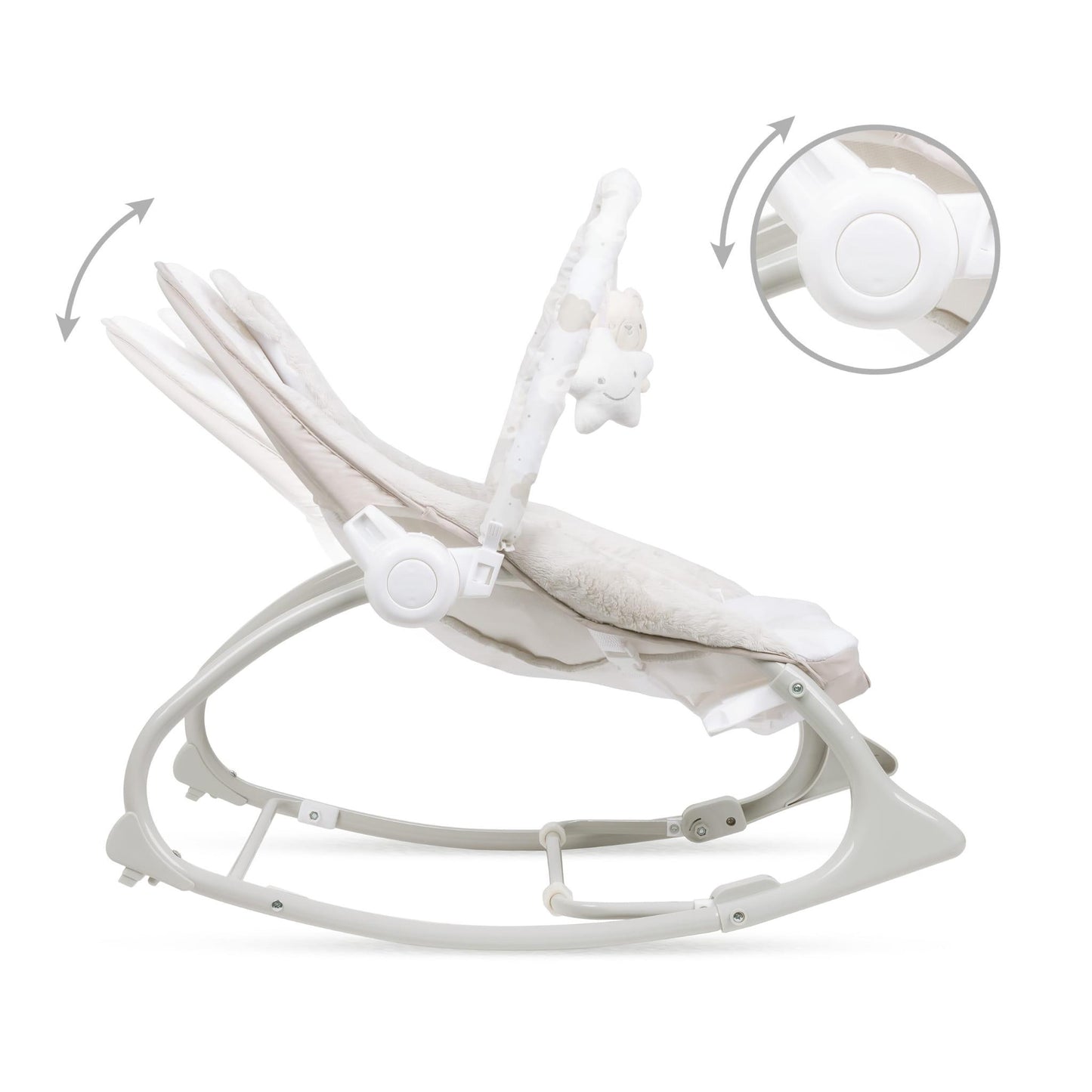 PINO rocker for newborn baby and infant. Pleasant and handy - these are the features pino rocking chair. It will relax, provide entertainment and lull your child to sleep. Comfortable, modern and, above all, multifunctional. The product is intended for children from the first days of life. The stable frame structure allows for safe use of the rocker? until the child weighs 9 kg.