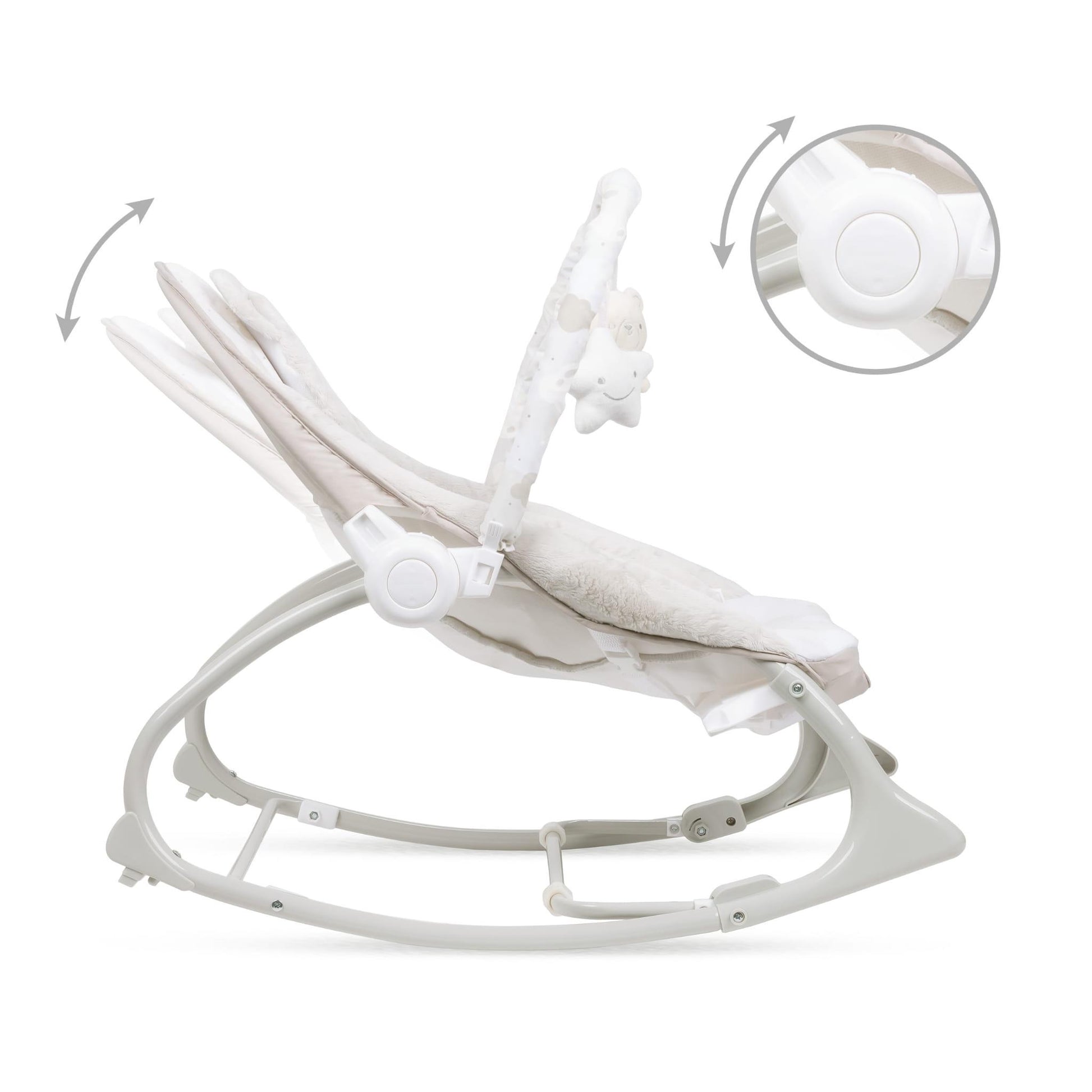 PINO rocker for newborn baby and infant. Pleasant and handy - these are the features pino rocking chair. It will relax, provide entertainment and lull your child to sleep. Comfortable, modern and, above all, multifunctional. The product is intended for children from the first days of life. The stable frame structure allows for safe use of the rocker? until the child weighs 9 kg.