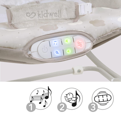 PINO rocker for newborn baby and infant. Pleasant and handy - these are the features of pino rocking chair. It will relax, provide entertainment and lull your child to sleep. Comfortable, modern and, above all, multifunctional. The product is intended for children from the first days of life. The stable frame structure allows for safe use of the rocker? until the child weighs 9 kg.