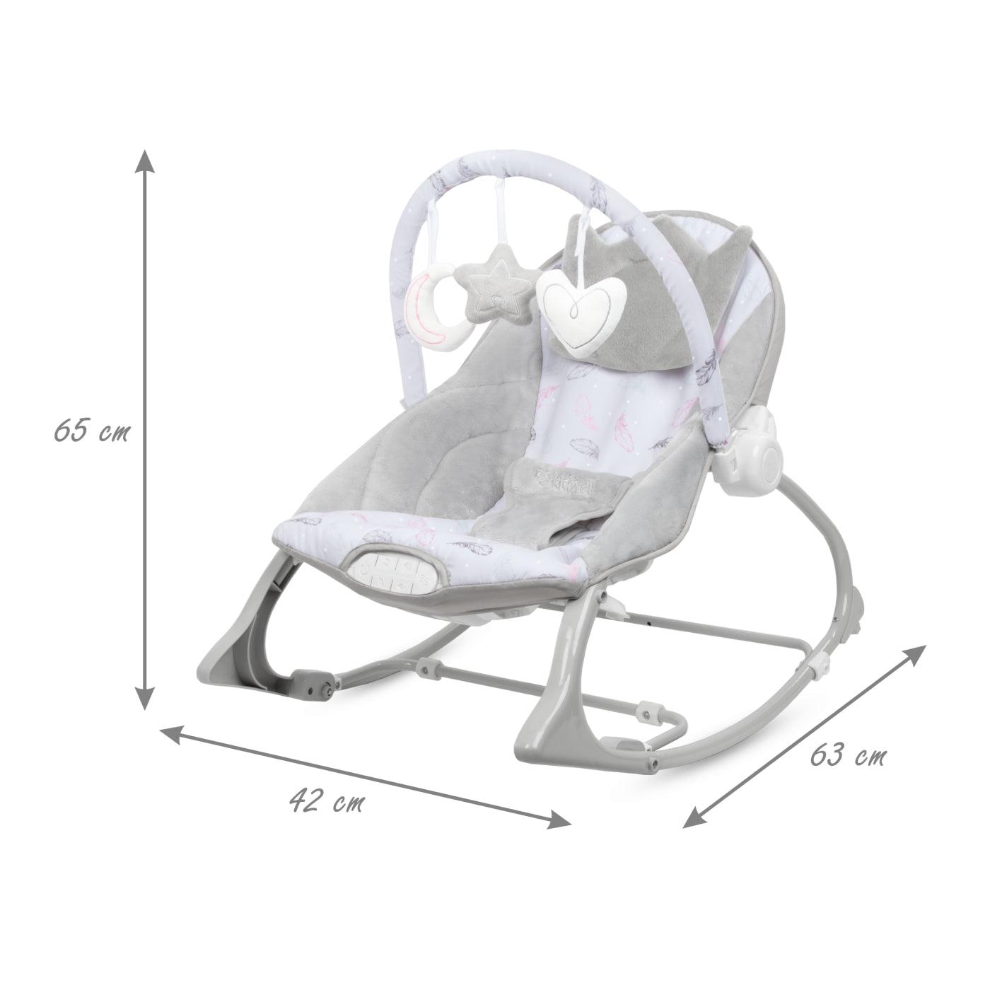 PINO rocker for newborn baby and infant. Pleasant and handy - these are the features of pino rocking chair. It will relax, provide entertainment and lull your child to sleep. Comfortable, modern and, above all, multifunctional. The product is intended for children from the first days of life. The stable frame structure allows for safe use of the rocker? until the child weighs 9 kg.