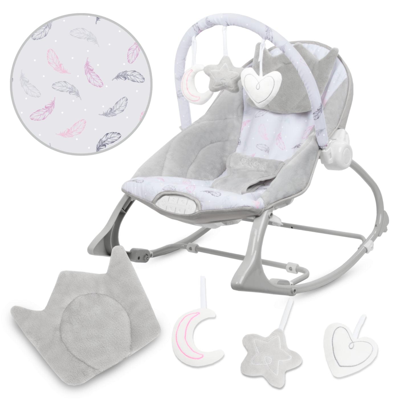 PINO rocker for newborn baby and infant. Pleasant and handy - these are the features of pino rocking chair. It will relax, provide entertainment and lull your child to sleep. Comfortable, modern and, above all, multifunctional. The product is intended for children from the first days of life. The stable frame structure allows for safe use of the rocker? until the child weighs 9 kg.